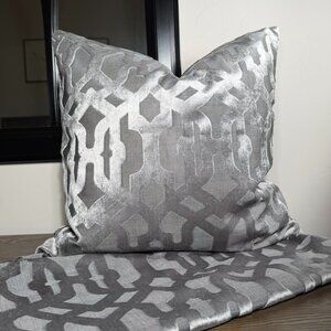 Rodeo Home Silver Geometric Velvet Pillow Covers — Set of 3, 18" Square